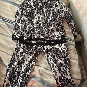 Black and White Floral Pajama Set